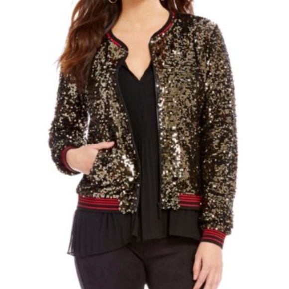 Sanctuary Jackets & Blazers - Sanctuary Sequined Jacket Gunmental Bomber NWT